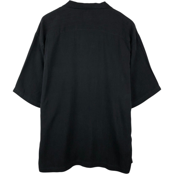 90'S Tommy Bahama Short-Sleeve Open-Collar Silk Shirt, Boxy Shirt, Men's Size XL (Equivalent), Vintage silk black type Vintage Second Hand