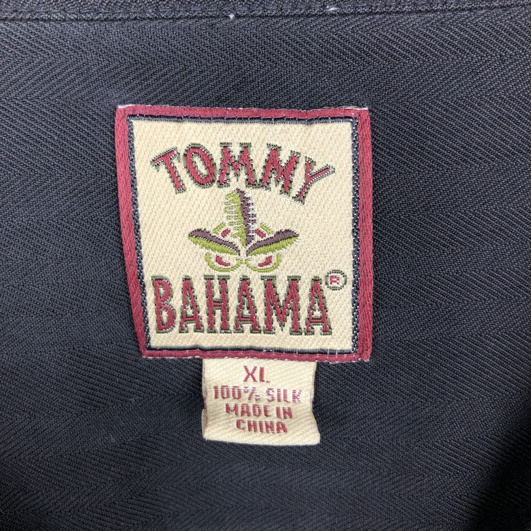 90'S Tommy Bahama Short-Sleeve Open-Collar Silk Shirt, Boxy Shirt, Men's Size XL (Equivalent), Vintage silk black type Vintage Second Hand