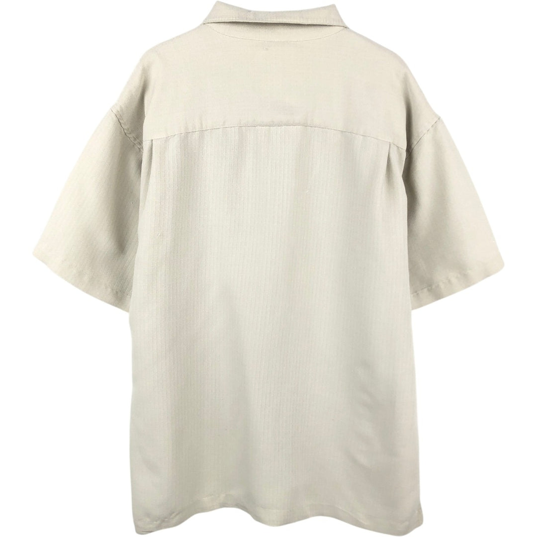 MERONA Short Sleeve Open Collar Rayon Box Shirt, Men's Size L Rayon unbleached Vintage Second Hand