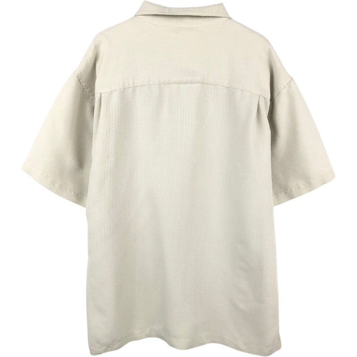 MERONA Short Sleeve Open Collar Rayon Box Shirt, Men's Size L Rayon unbleached Vintage Second Hand