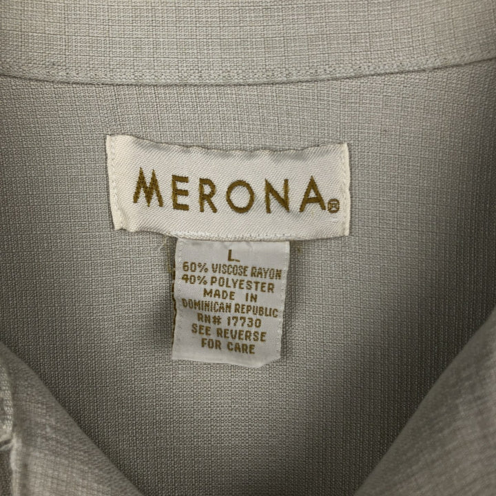 MERONA Short Sleeve Open Collar Rayon Box Shirt, Men's Size L Rayon unbleached Vintage Second Hand