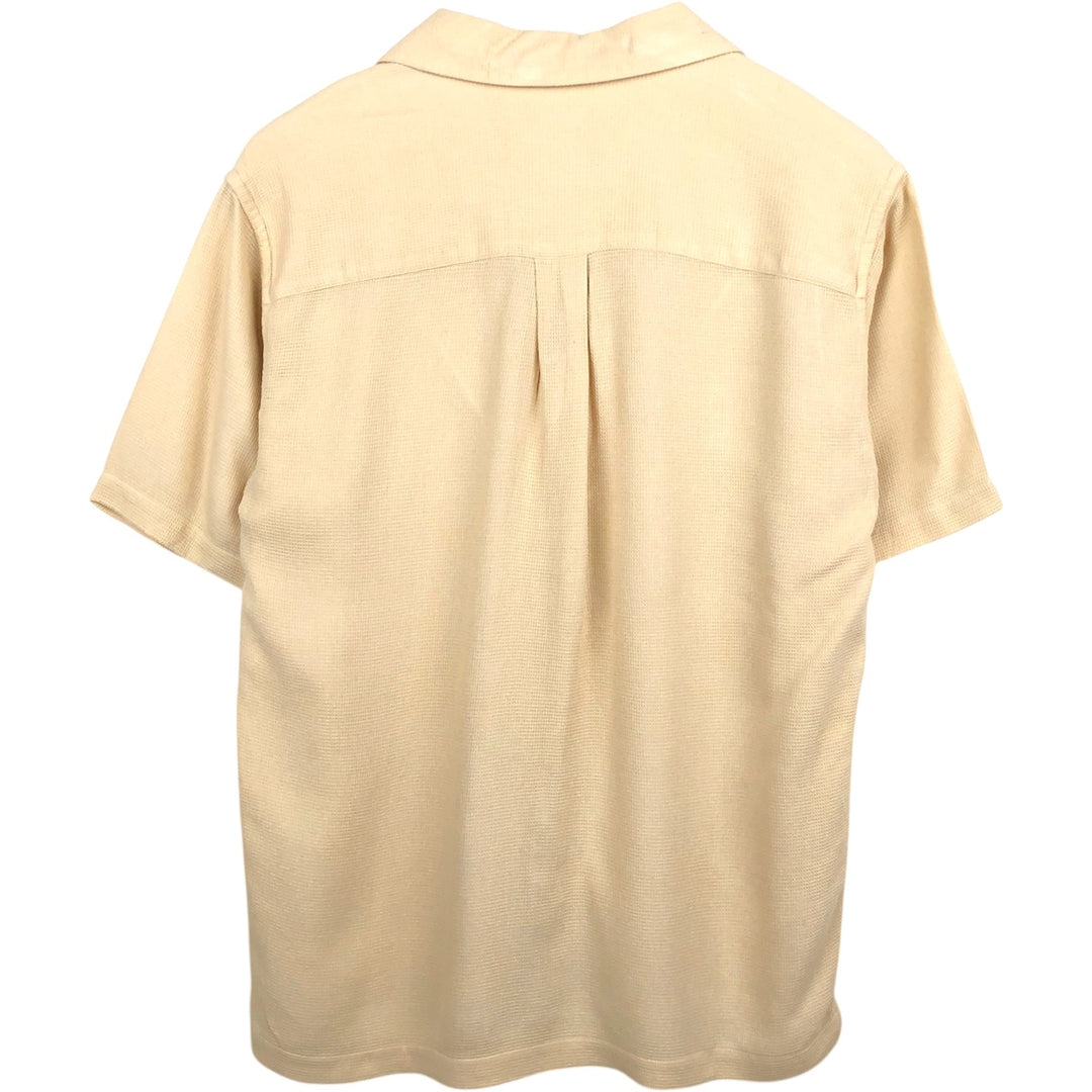 Perry Ellis short-sleeved open-collar silk shirt, boxy fit, men's size S (approx.) silk yellow type Vintage Second Hand
