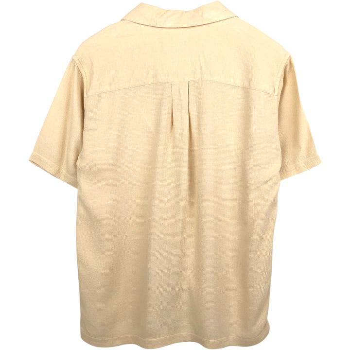 Perry Ellis short-sleeved open-collar silk shirt, boxy fit, men's size S (approx.) silk yellow type Vintage Second Hand