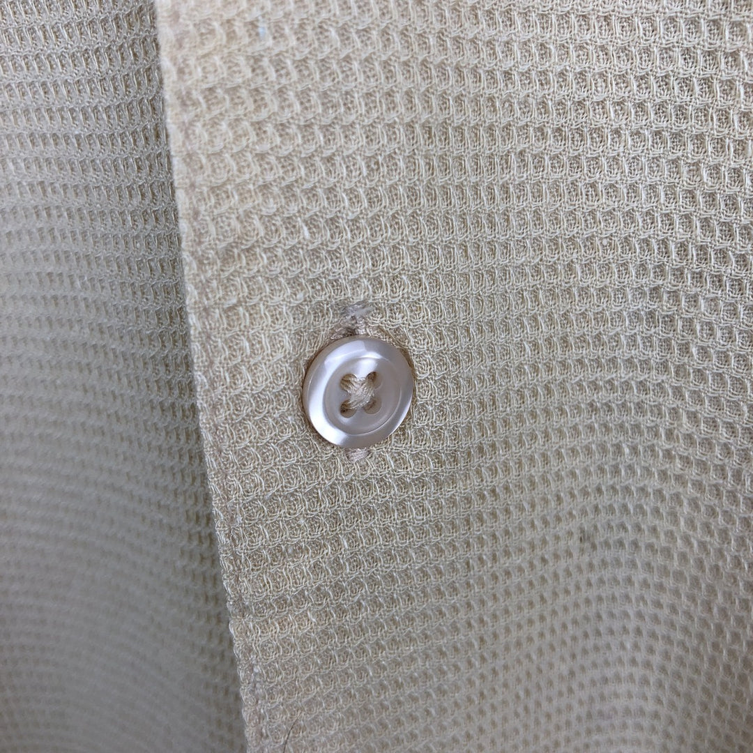 Perry Ellis short-sleeved open-collar silk shirt, boxy fit, men's size S (approx.) silk yellow type Vintage Second Hand