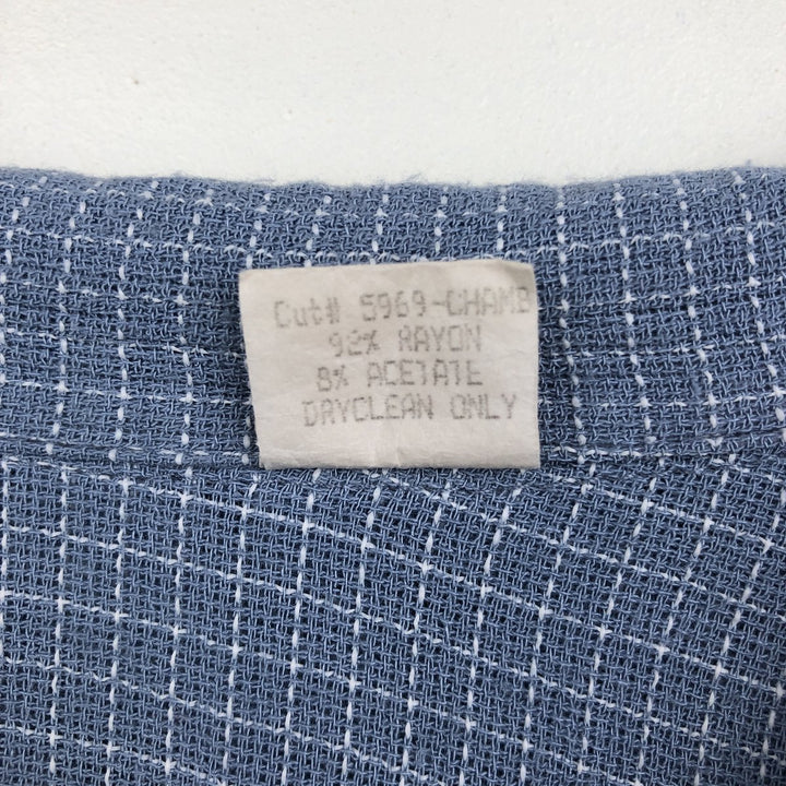 MICHAEL BRANDON Resort Check Pattern Short-Sleeve Open Collar Rayon Shirt, Boxy Shirt, Made in USA, Men's XL Equivalent Rayon Blue type light blue Vintage Second Hand