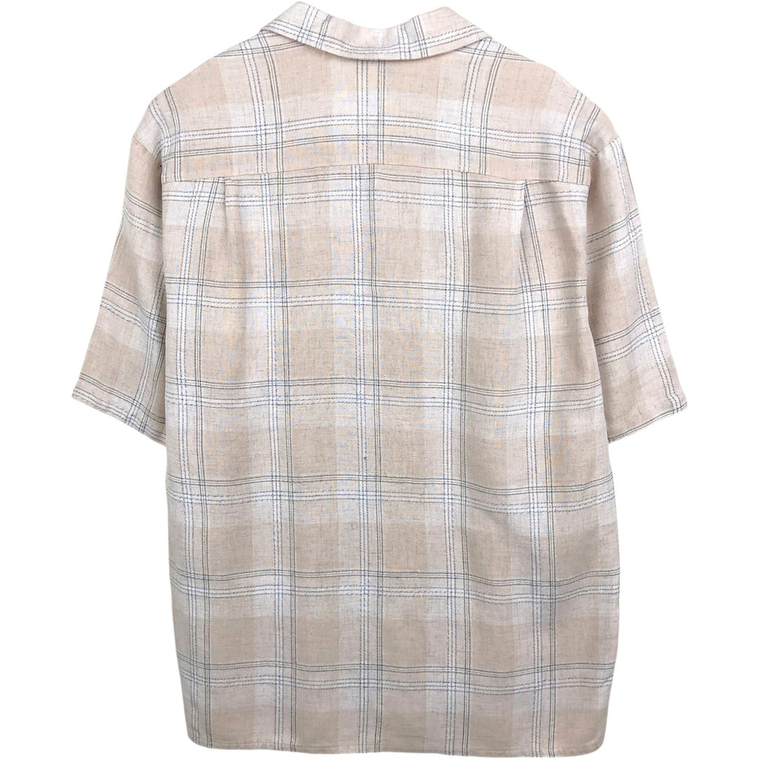 Smokey Joe's Check Pattern Short-Sleeve Open Collar Shirt, Boxy Shirt, Made in USA, Men's XL Equivalent unclear Beige type Vintage Second Hand