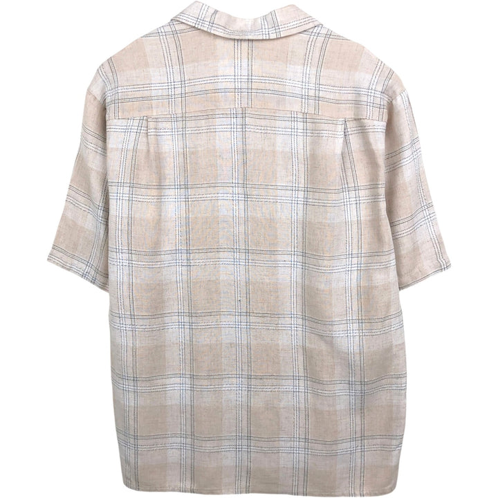Smokey Joe's Check Pattern Short-Sleeve Open Collar Shirt, Boxy Shirt, Made in USA, Men's XL Equivalent unclear Beige type Vintage Second Hand