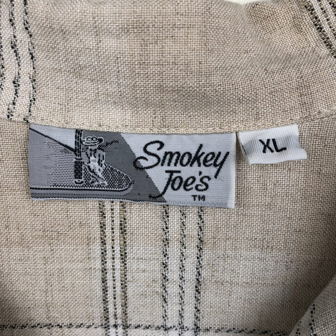 Smokey Joe's Check Pattern Short-Sleeve Open Collar Shirt, Boxy Shirt, Made in USA, Men's XL Equivalent unclear Beige type Vintage Second Hand