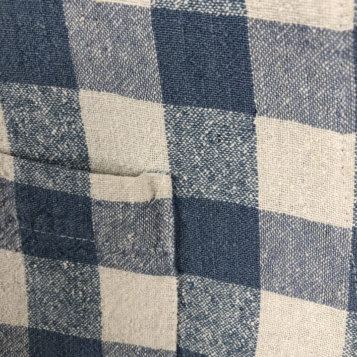 WASHERS NEW YORK Check Pattern Gingham Check Box Shirt Short Sleeve Open Collar Silk Shirt Men's XL Equivalent silk blue type Vintage Second Hand