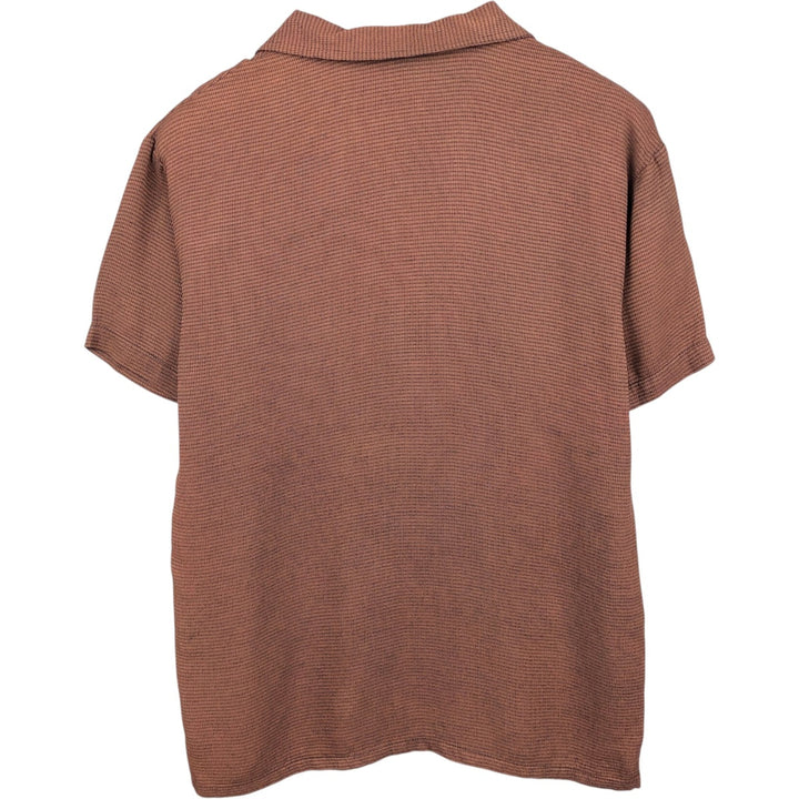 POSITANO CITY All-over print short-sleeved open-collar acetate x rayon shirt, boxy fit, made in USA, men's size XL. Rayon chocolate Vintage Second Hand