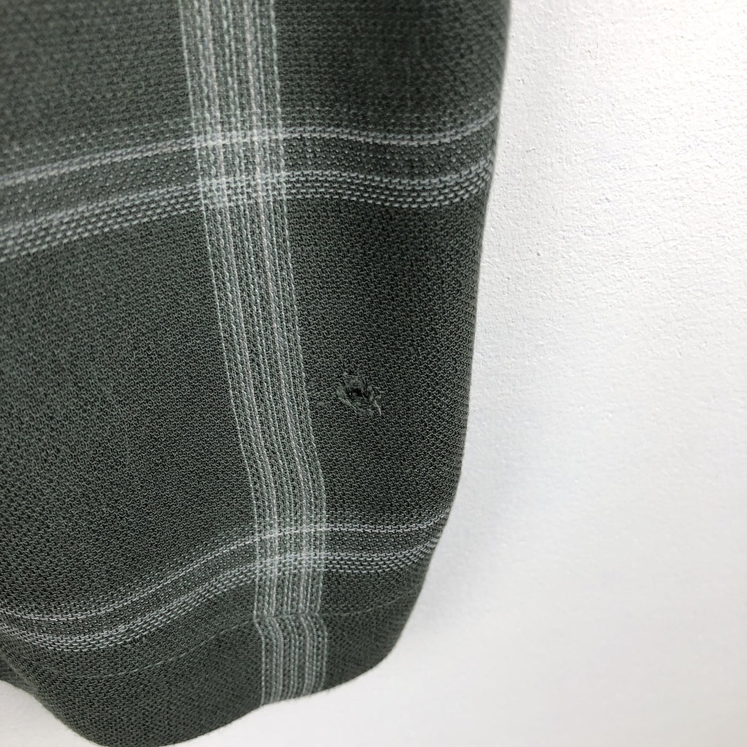 Arrow Check Pattern Short-Sleeve Open Collar Shirt, Boxy Shirt, Men's Size L (approx.) Bamboo Khaki type Vintage Second Hand