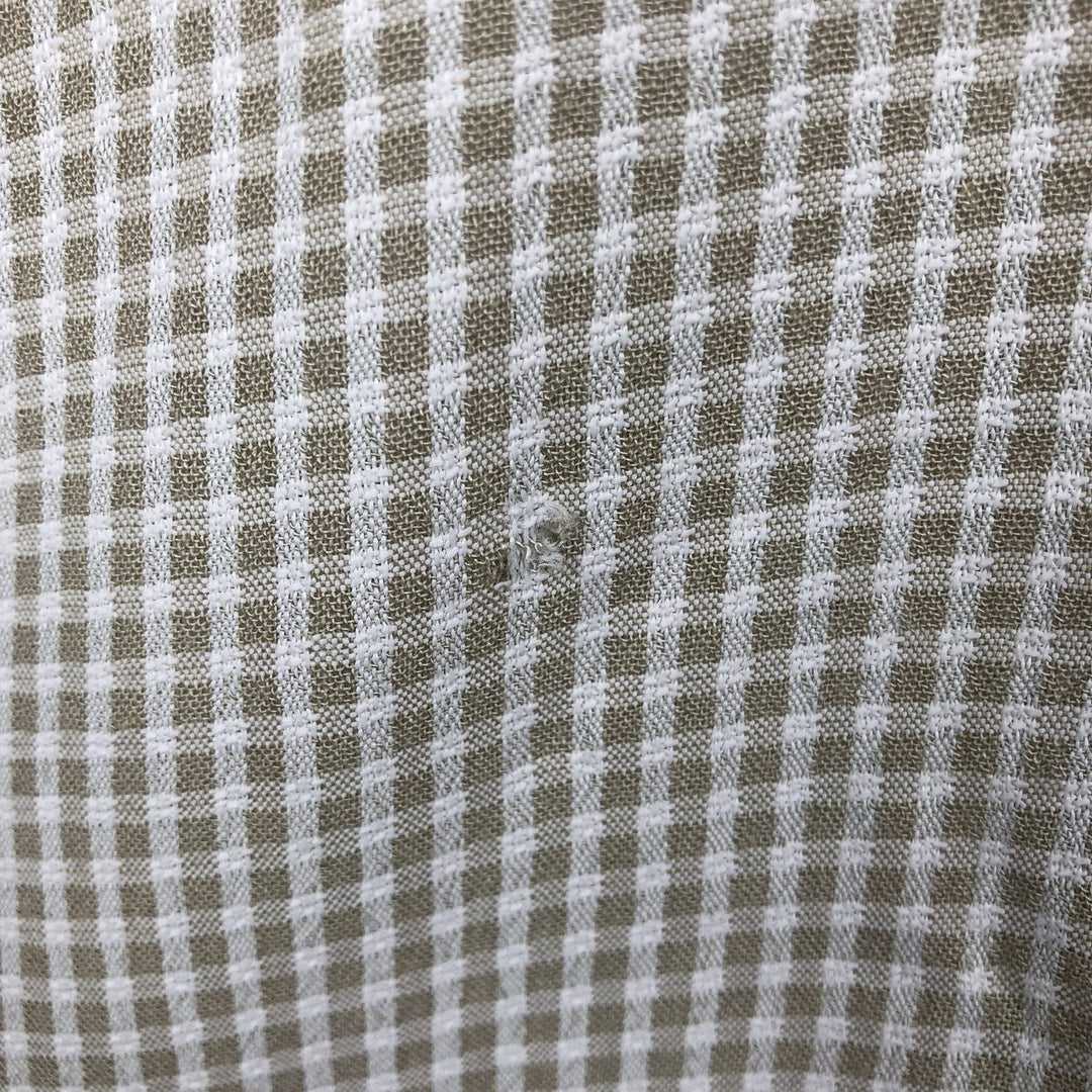 Consensus Check Pattern Short-Sleeve Rayon x Acetate Box Shirt, Made in USA, Men's Size L acetate Beige type Vintage Second Hand