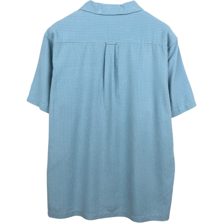 2000'S Columbia XCO Open Collar Short Sleeve Check Shirt, Boxy Shirt, Men's Size L (approx.) Modal Blue type light blue Vintage Second Hand