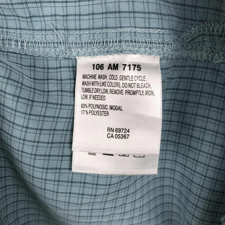 2000'S Columbia XCO Open Collar Short Sleeve Check Shirt, Boxy Shirt, Men's Size L (approx.) Modal Blue type light blue Vintage Second Hand