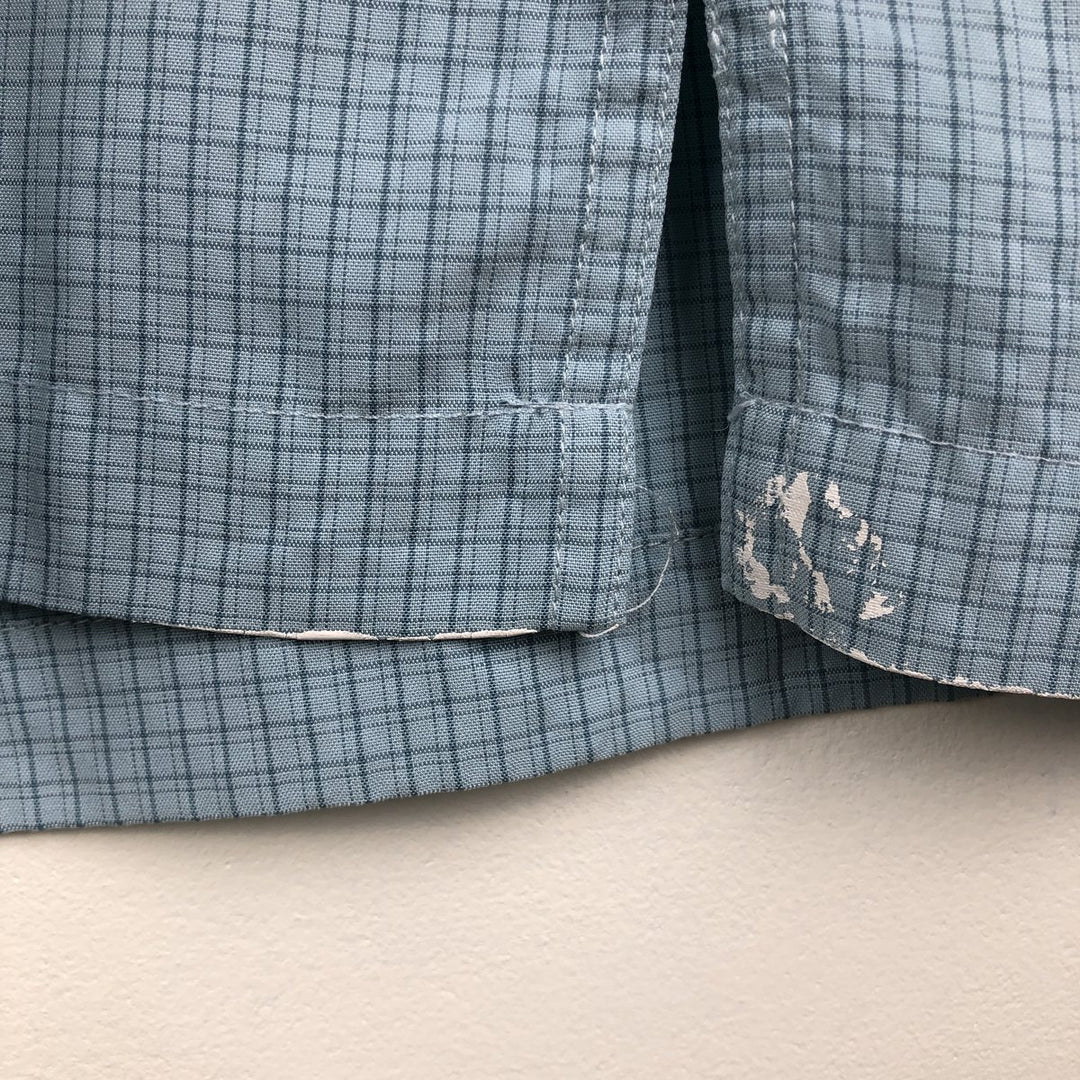 2000'S Columbia XCO Open Collar Short Sleeve Check Shirt, Boxy Shirt, Men's Size L (approx.) Modal Blue type light blue Vintage Second Hand