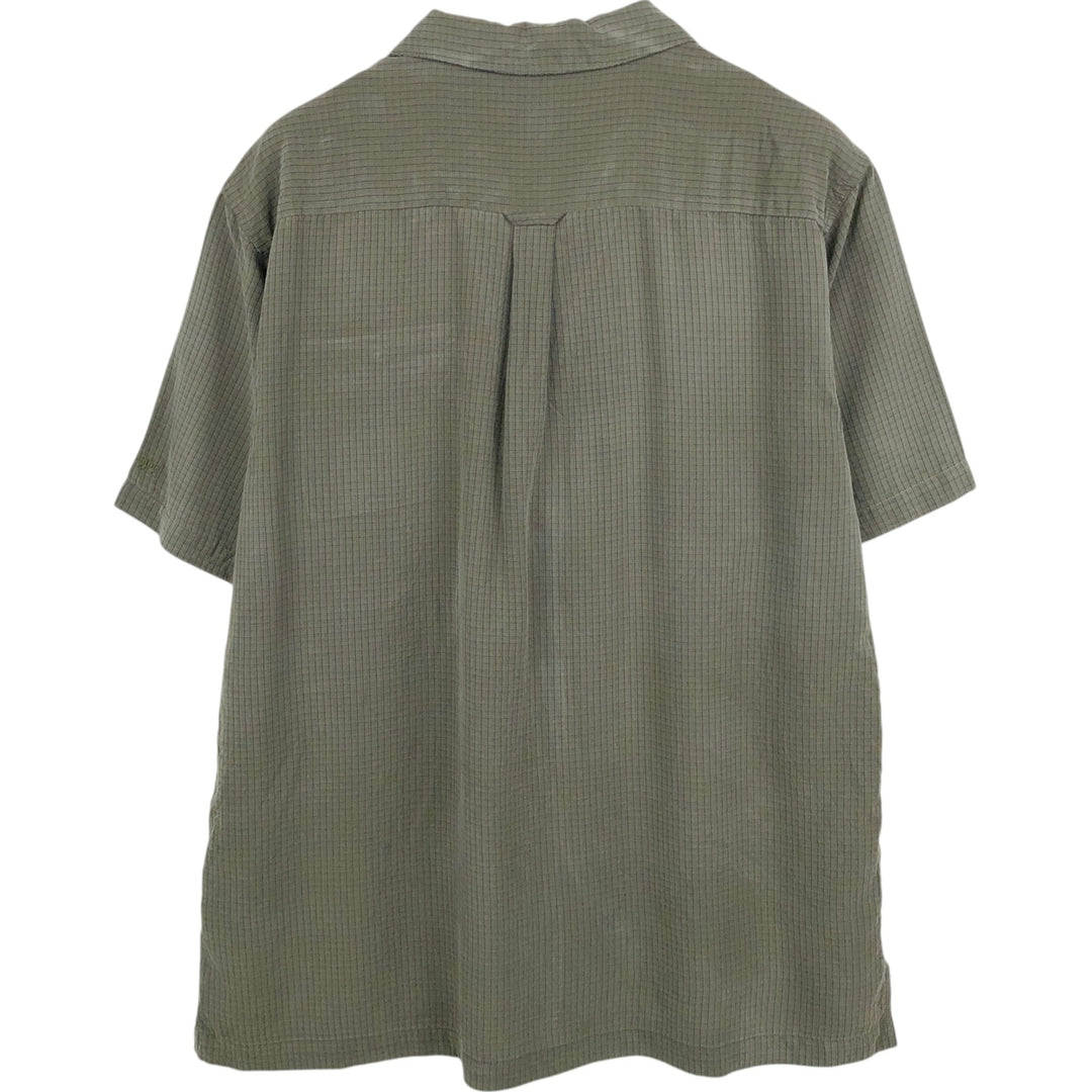 2000'S Columbia XCO Check Pattern Short-Sleeve Open Collar Box Shirt, Men's Size XL (approx.) Modal Khaki type Vintage Second Hand