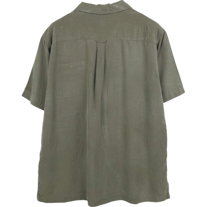 2000'S Columbia XCO Check Pattern Short-Sleeve Open Collar Box Shirt, Men's Size XL (approx.) Modal Khaki type Vintage Second Hand