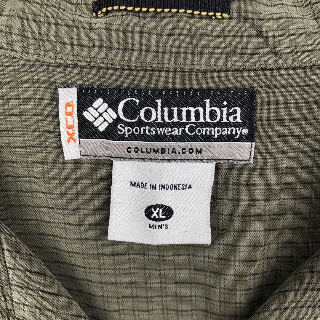 2000'S Columbia XCO Check Pattern Short-Sleeve Open Collar Box Shirt, Men's Size XL (approx.) Modal Khaki type Vintage Second Hand