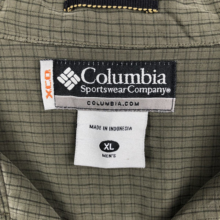 2000'S Columbia XCO Check Pattern Short-Sleeve Open Collar Box Shirt, Men's Size XL (approx.) Modal Khaki type Vintage Second Hand
