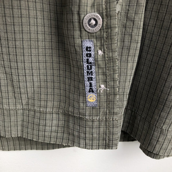 2000'S Columbia XCO Check Pattern Short-Sleeve Open Collar Box Shirt, Men's Size XL (approx.) Modal Khaki type Vintage Second Hand