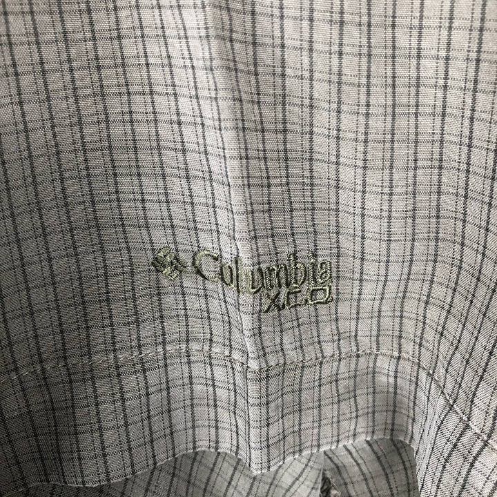 2000'S Columbia XCO Check Pattern Short-Sleeve Open Collar Box Shirt, Men's Size XL (approx.) Modal Khaki type Vintage Second Hand