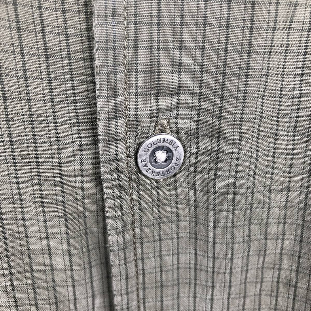 2000'S Columbia XCO Check Pattern Short-Sleeve Open Collar Box Shirt, Men's Size XL (approx.) Modal Khaki type Vintage Second Hand