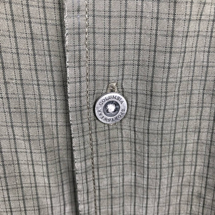 2000'S Columbia XCO Check Pattern Short-Sleeve Open Collar Box Shirt, Men's Size XL (approx.) Modal Khaki type Vintage Second Hand