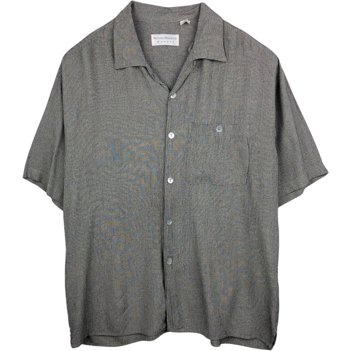 MICHAEL BRANDON Resort All-over print short-sleeved open-collar shirt, boxy shirt, men's size XL equivalent. unclear black type Vintage Second Hand