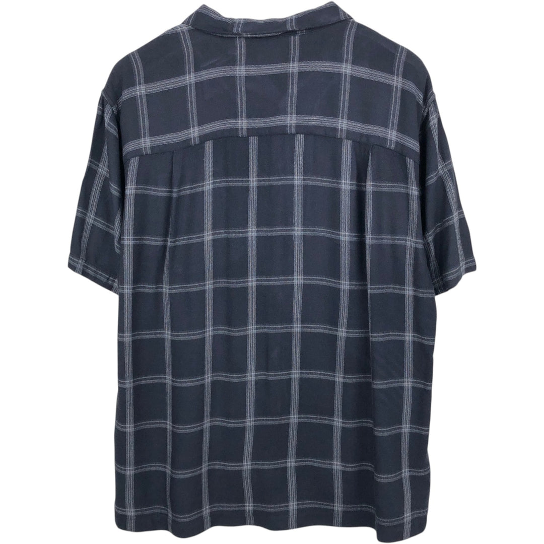 Arrow Check Pattern Short-Sleeve Open Collar Shirt, Boxy Shirt, Men's Size L (approx.) Bamboo black type Vintage Second Hand
