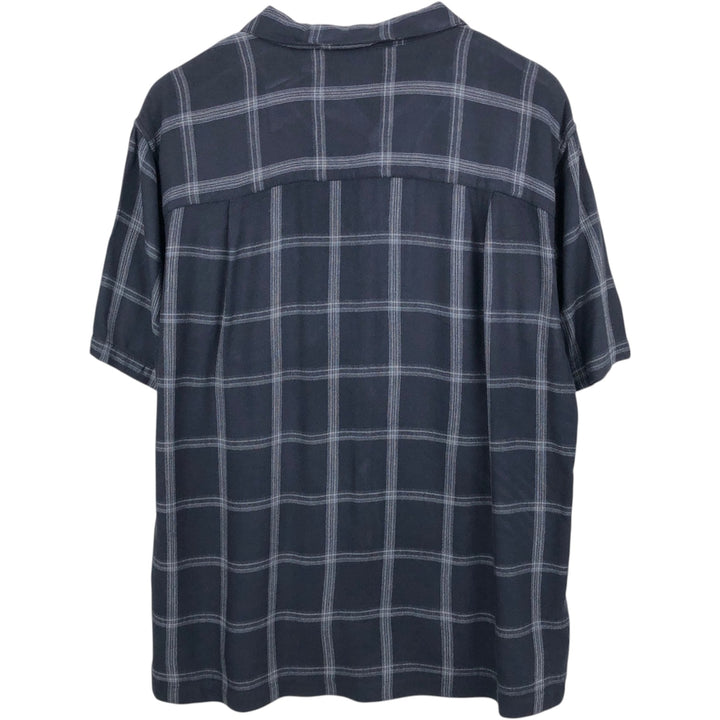 Arrow Check Pattern Short-Sleeve Open Collar Shirt, Boxy Shirt, Men's Size L (approx.) Bamboo black type Vintage Second Hand