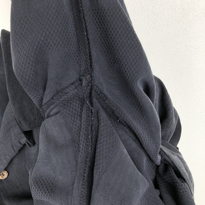 Tommy Bahama RELAX all-over pineapple pattern short-sleeved open-collar silk shirt, boxy fit, men's size L. silk black type Vintage Second Hand