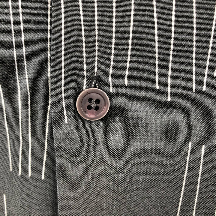 Perry Ellis All-over Print Short Sleeve Open Collar Silk Shirt Box Shirt Men's M Size silk black type Vintage Second Hand