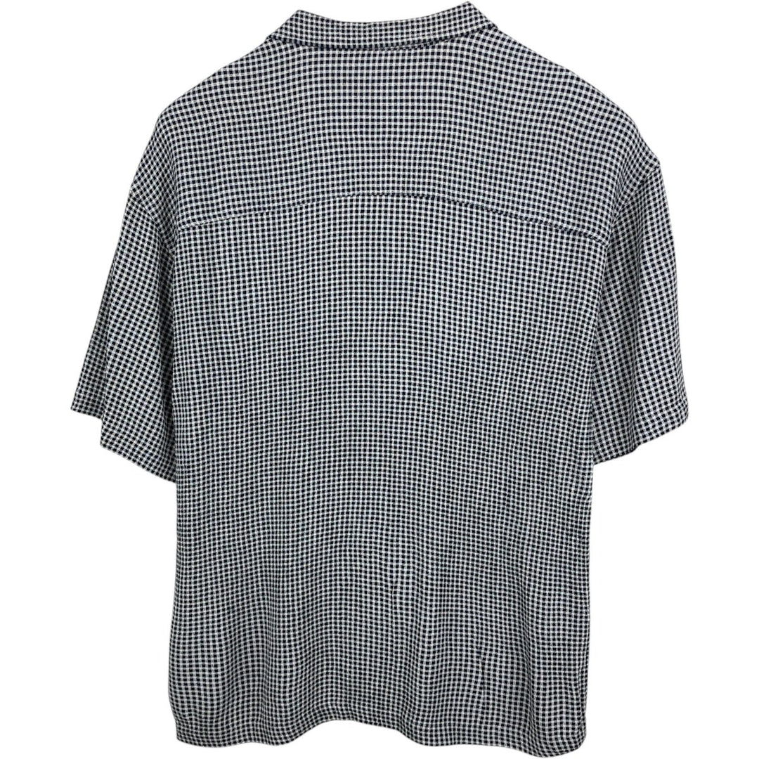 STRUCTURE Check Pattern Short-Sleeve Open Collar Rayon Shirt, Boxy Shirt, Men's Size L (approx.) acetate black type Vintage Second Hand