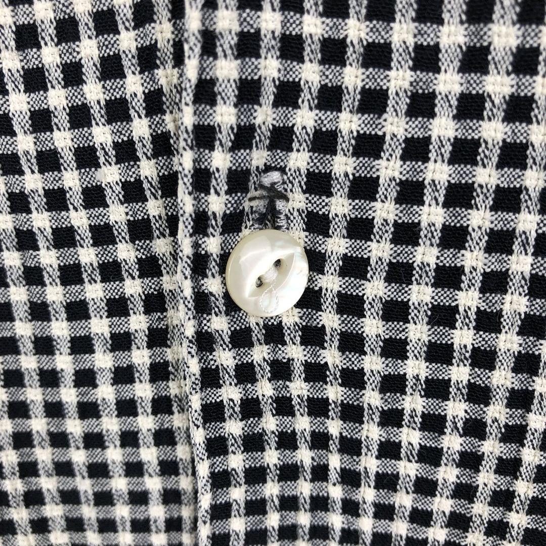 STRUCTURE Check Pattern Short-Sleeve Open Collar Rayon Shirt, Boxy Shirt, Men's Size L (approx.) acetate black type Vintage Second Hand