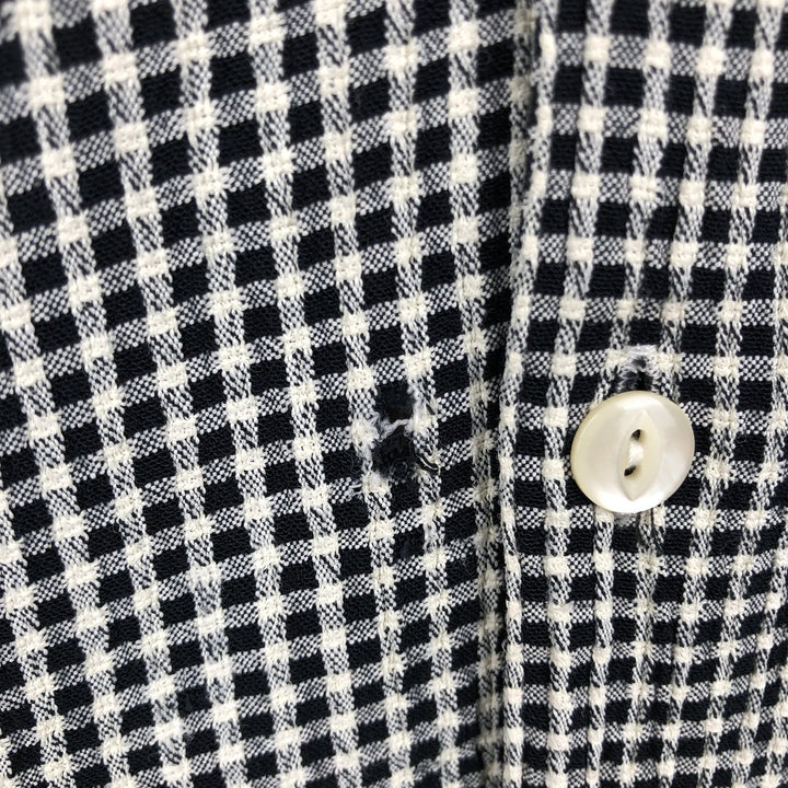 STRUCTURE Check Pattern Short-Sleeve Open Collar Rayon Shirt, Boxy Shirt, Men's Size L (approx.) acetate black type Vintage Second Hand