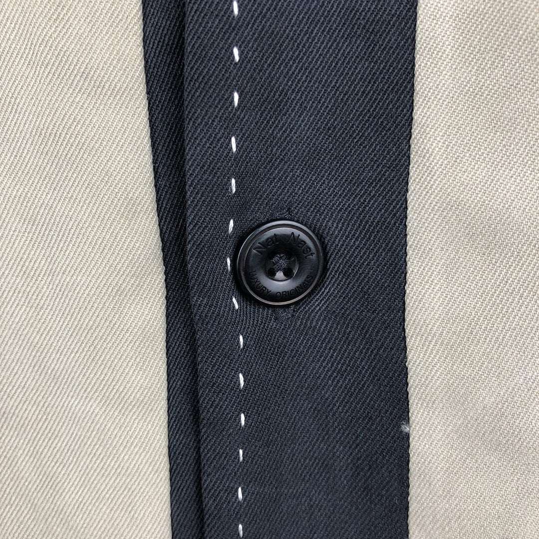 Nat Nast Luxury Originals Short-Sleeve Open-Collar Silk Shirt, Boxy Fit, Men's Size XL silk black type Vintage Second Hand