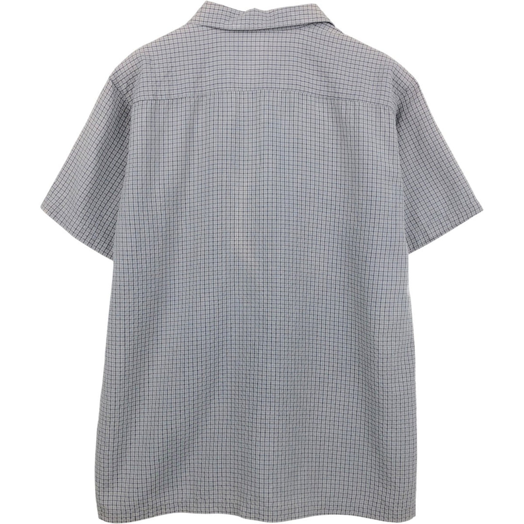 90'S Mossimo Check Pattern Short-Sleeve Seersucker Open Collar Rayon Shirt, Boxy Shirt, Men's Size L (Equivalent), Vintage Rayon gray type Vintage Second Hand