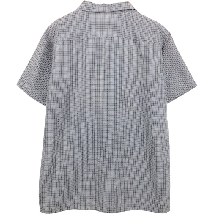 90'S Mossimo Check Pattern Short-Sleeve Seersucker Open Collar Rayon Shirt, Boxy Shirt, Men's Size L (Equivalent), Vintage Rayon gray type Vintage Second Hand