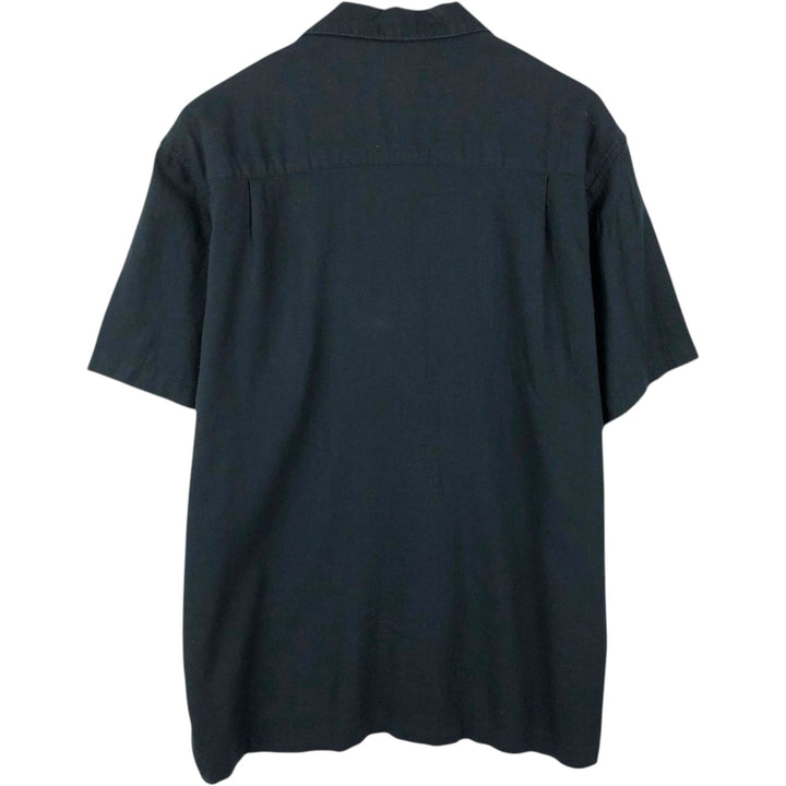 HAGGAR Short-Sleeve Open-Collar Rayon x Linen Shirt, Boxy Fit, Men's Size XL (approx.) linen black type Vintage Second Hand