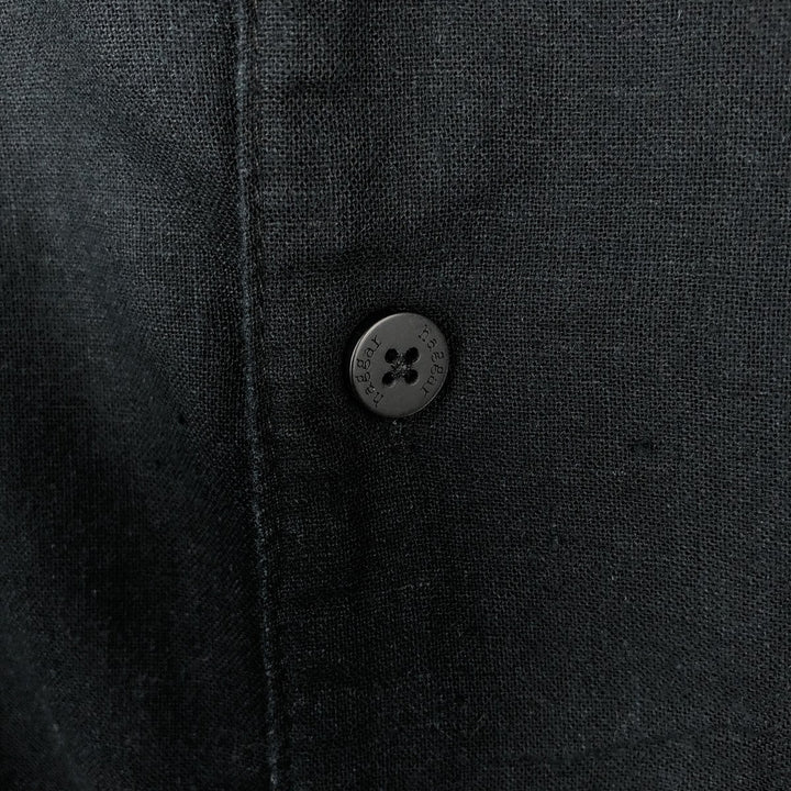HAGGAR Short-Sleeve Open-Collar Rayon x Linen Shirt, Boxy Fit, Men's Size XL (approx.) linen black type Vintage Second Hand