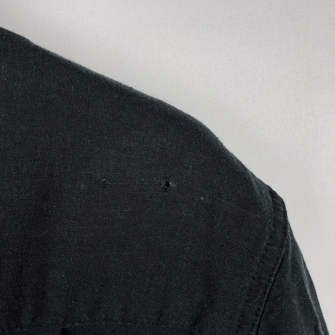 HAGGAR Short-Sleeve Open-Collar Rayon x Linen Shirt, Boxy Fit, Men's Size XL (approx.) linen black type Vintage Second Hand