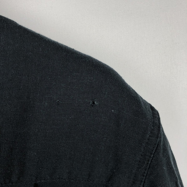 HAGGAR Short-Sleeve Open-Collar Rayon x Linen Shirt, Boxy Fit, Men's Size XL (approx.) linen black type Vintage Second Hand