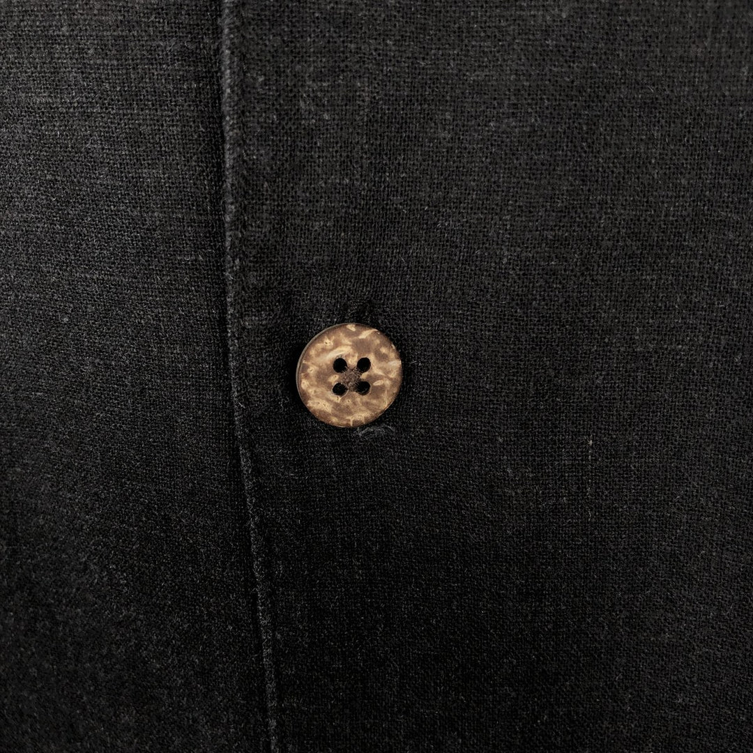 HAGGAR Short-Sleeve Open-Collar Rayon x Linen Shirt, Boxy Fit, Men's Size XL (approx.) linen black type Vintage Second Hand