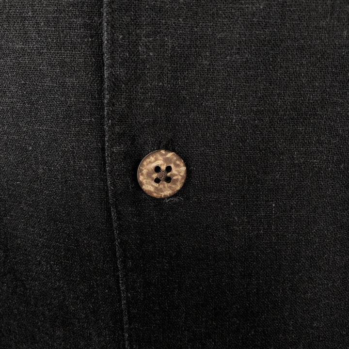 HAGGAR Short-Sleeve Open-Collar Rayon x Linen Shirt, Boxy Fit, Men's Size XL (approx.) linen black type Vintage Second Hand