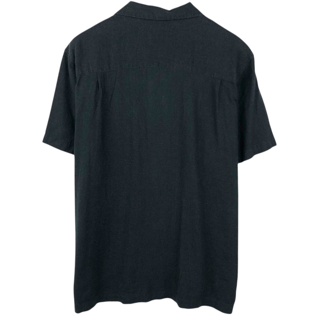 HAGGAR Short-Sleeve Open-Collar Rayon x Linen Shirt, Boxy Fit, Men's Size XL (approx.) linen black type Vintage Second Hand