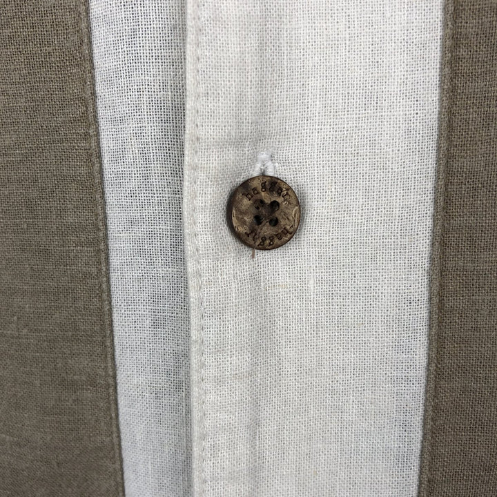 HAGGAR Short-Sleeve Open-Collar Rayon x Linen Shirt, Boxy Fit, Men's Size XL (approx.) linen black type Vintage Second Hand