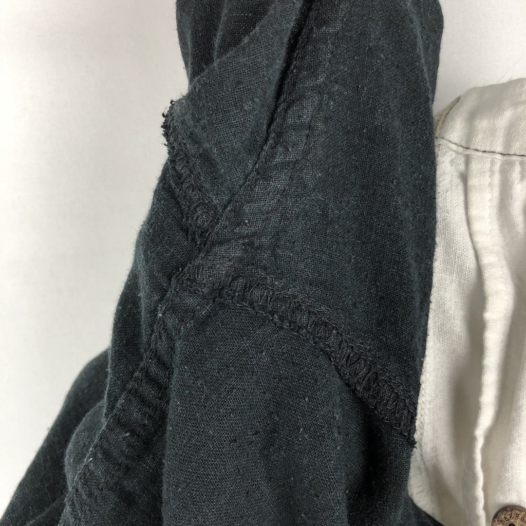 HAGGAR Short-Sleeve Open-Collar Rayon x Linen Shirt, Boxy Fit, Men's Size XL (approx.) linen black type Vintage Second Hand