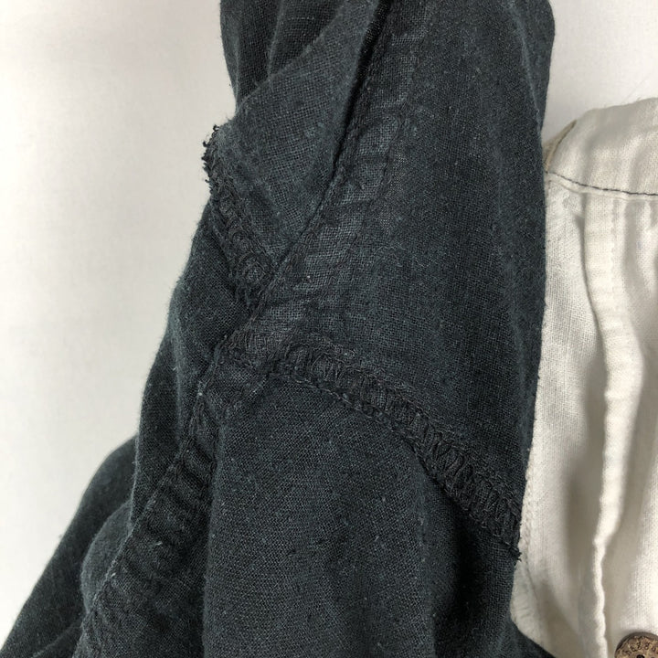 HAGGAR Short-Sleeve Open-Collar Rayon x Linen Shirt, Boxy Fit, Men's Size XL (approx.) linen black type Vintage Second Hand