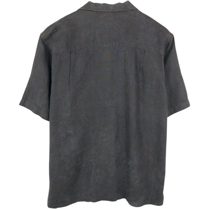 BRUNO Short-Sleeve Open-Collar Linen Shirt, Boxy Shirt, Men's Size L (approx.) linen black type Vintage Second Hand