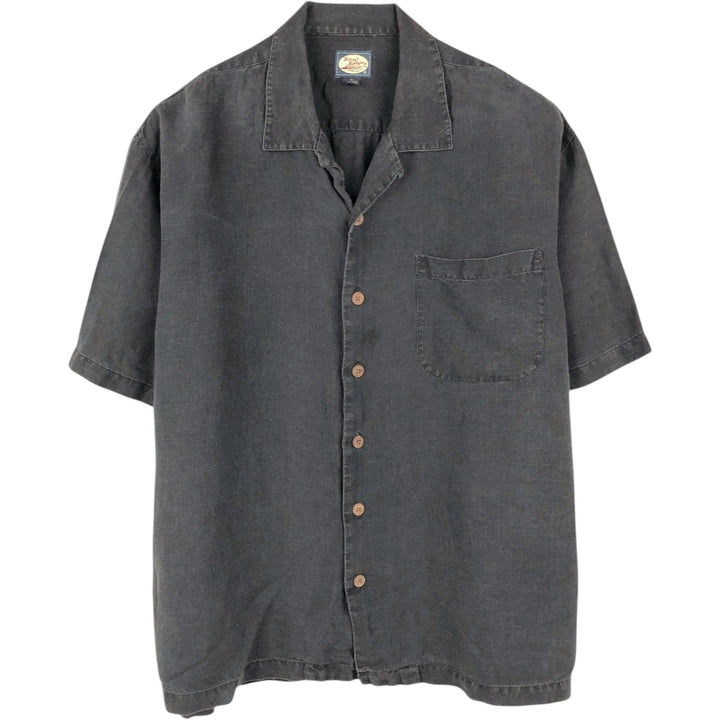 Tommy Bahama Relax Short-Sleeve Open-Collar Linen Shirt, Boxy Fit, Men's Size XL linen black type Vintage Second Hand